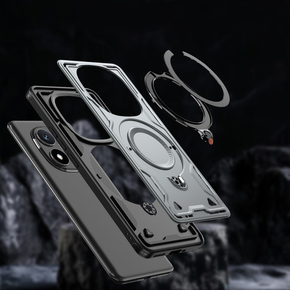 Case for Xiaomi Redmi Note 14 Pro 5G /  Poco X7 5G, Military MagSafe, grey + 9H glass