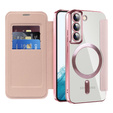 Flip case for Samsung Galaxy S22 5G, RFID Wallet MagSafe CamShield, pink