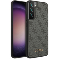 GUESS Case for Samsung Galaxy S23, 4G Metal Gold Logo, grey