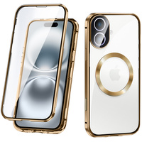 Magnetic Dual Glass MagSafe case for iPhone 16, gold