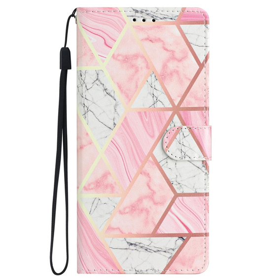 Flip case for Samsung Galaxy A25 5G, Wallet Marble, pink + 9H glass