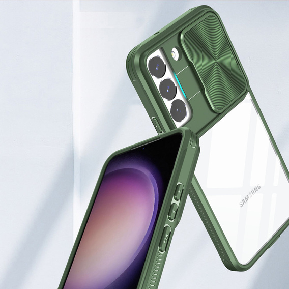 Case for Samsung Galaxy S23 Plus, Slide Camera, green