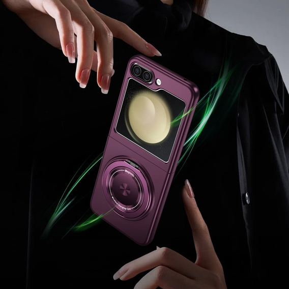 GKK case for Galaxy Z Flip 5 5G, Corners Dropproof MagSafe, clear / purple