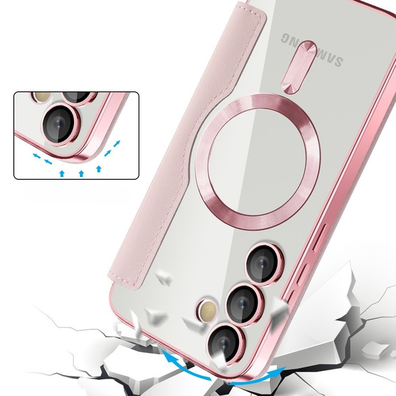 Flip case for Samsung Galaxy S24 FE, RFID Wallet MagSafe CamShield, pink