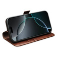 QIALINO Genuine Cow Leather flip case for iPhone 17 Pro, brown