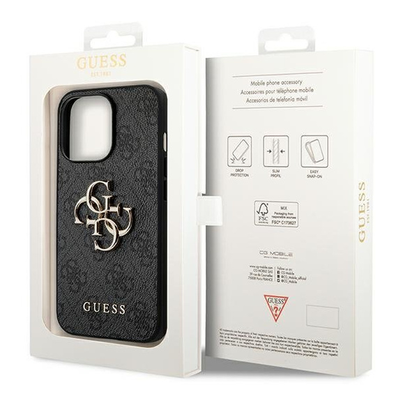 GUESS Case for iPhone 14 Pro, 4G Big Metal Logo, grey