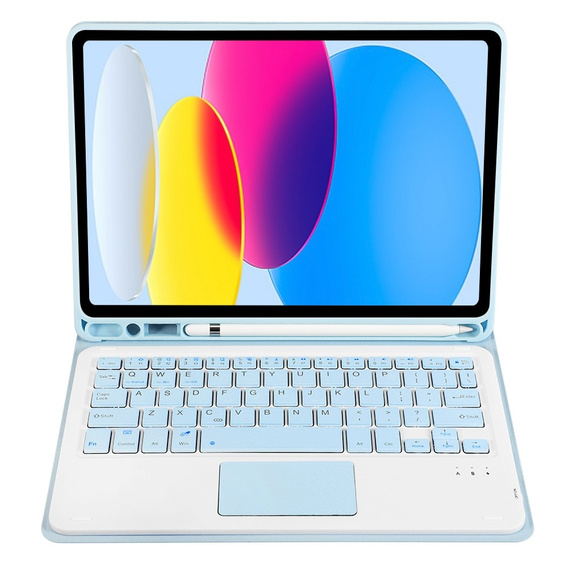 Case + keyboard iPad 10.9 2022 10 Gen, TouchPad Pen Slot, blue