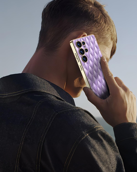 Case for Samsung Galaxy S25 Ultra, Leather Rhombus, purple