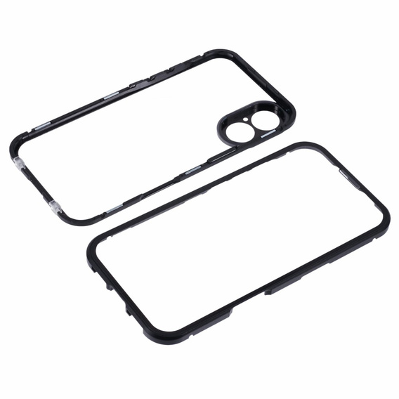 Case for iPhone 16, Magnetic Dual Glass, black