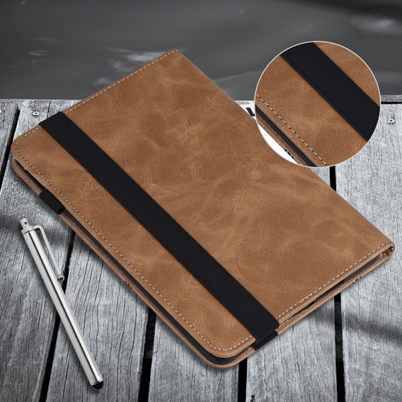 Case for Lenovo Tab M10 Plus TB-X606F, Classic, with space for stylus, brown