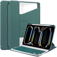 Keyboard case for iPad Pro 11" 2024 (5 gen.), Rotary 360° Leather, dark green