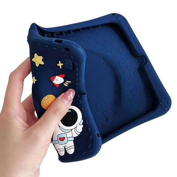 Children's silicone case for Samsung Galaxy Tab S6 Lite P610/P615 / S6 Lite 2022 10.4, armored with strap, Astronaut, dark blue