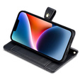 Flip case for iPhone 15, Wallet Zipper Pocket, black