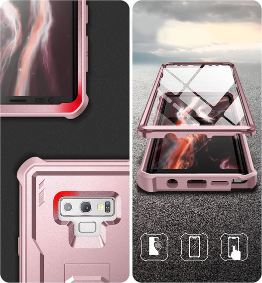 Armored case for Samsung Galaxy Note 9, Dexnor Full Body, pink rose gold