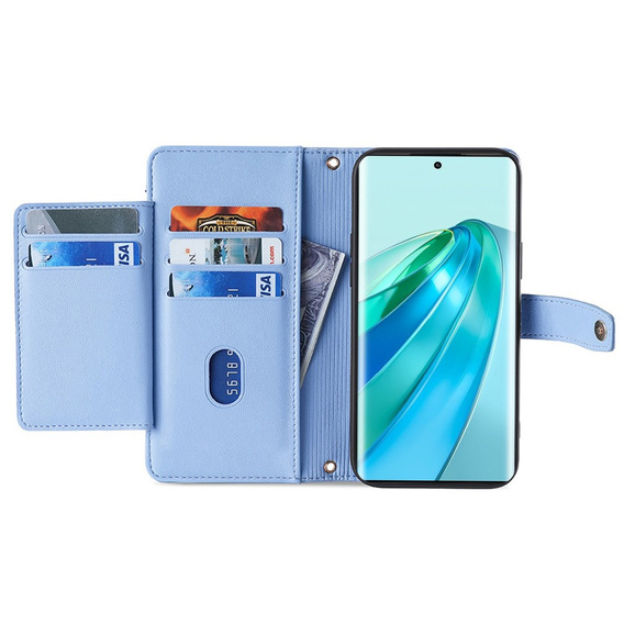 Flip case for Honor Magic5 Lite, Wallet Zipper Pocket, blue