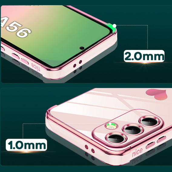 Case for Samsung Galaxy A56, Electro heart, pink rose gold + Glass 9H