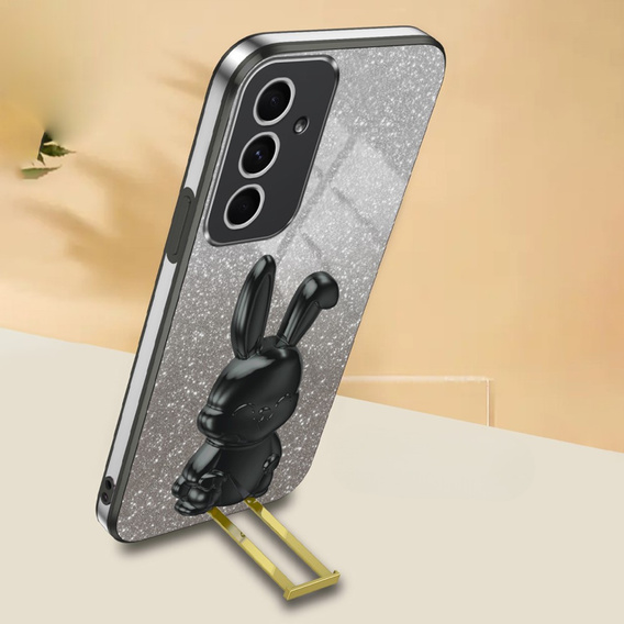 Case for Samsung Galaxy A54 5G, Glitter Rabbit, with slide-out stand, black