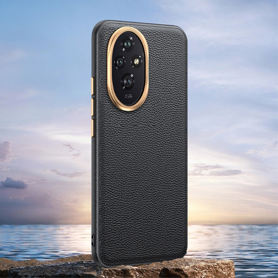 Leather case for Honor 200 Pro 5G, leather hybrid, black