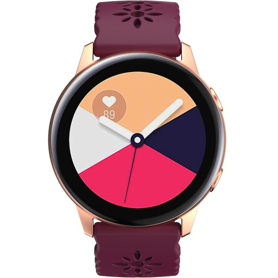 Silicone strap for 22mm Soft Hollowed-out, Wine Red