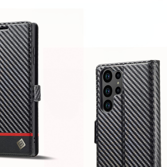 Flap case for Samsung Galaxy S25 Ultra, Carbon LC.IMEEKE, black