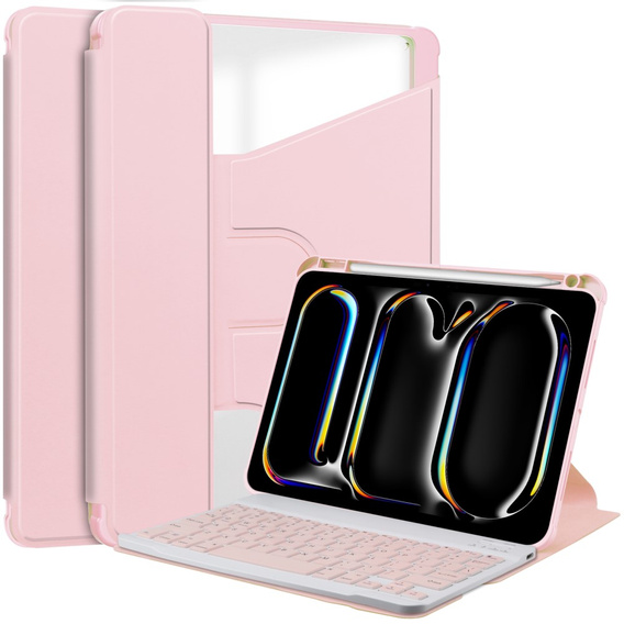 Keyboard case for iPad Pro 11" 2024 (5 gen.), Rotary 360° Leather, pink