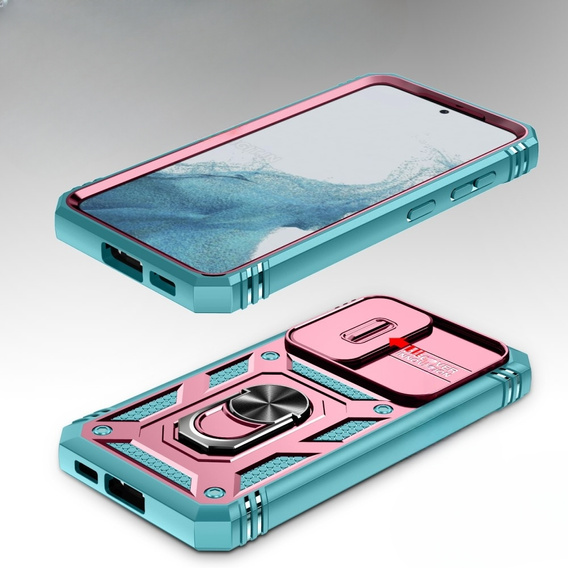 Case for Samsung Galaxy S23 Plus, CamShield Slide, pink / green