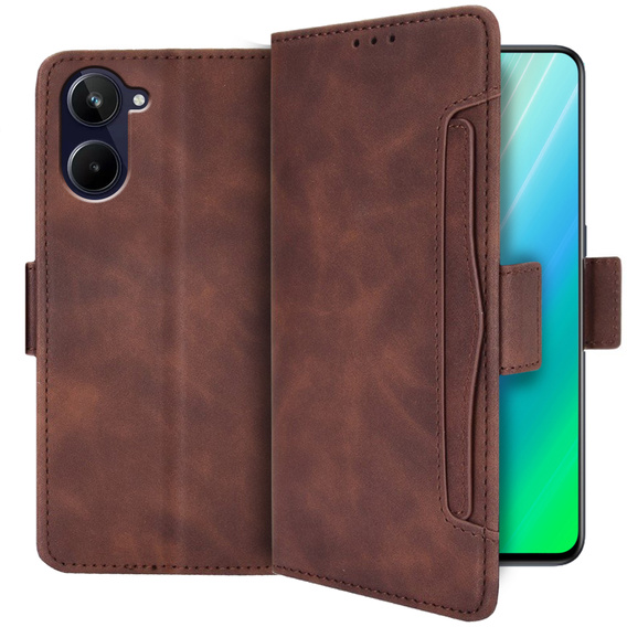 Flip case for Realme 10 4G, Card Slot, brown