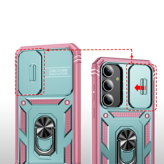 Case for Samsung Galaxy S24+ Plus, CamShield Slide, green / pink