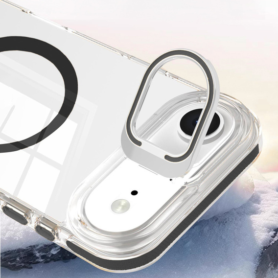 Case for iPhone Air, for MagSafe, with stand, transparent with black inserts