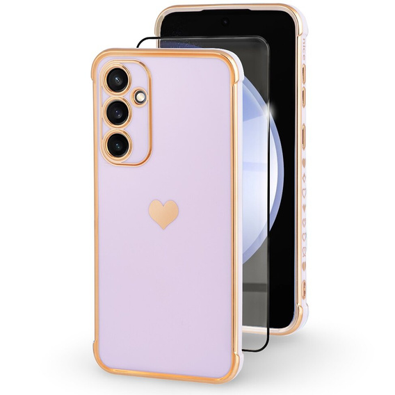 Case for Samsung Galaxy S23 FE, Electro heart, purple + Full Glue Ceramic Glass