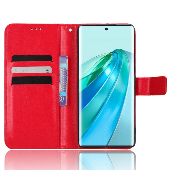 Flip case for Honor Magic 5 Lite, Crazy Horse Wallet, red
