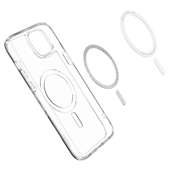 Spigen MagSafe Case for iPhone 15, Ultra Hybrid, transparent / white + 9H Tempered Glass