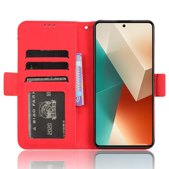 Flip case for Xiaomi Redmi Note 13 5G, Card Slot, red