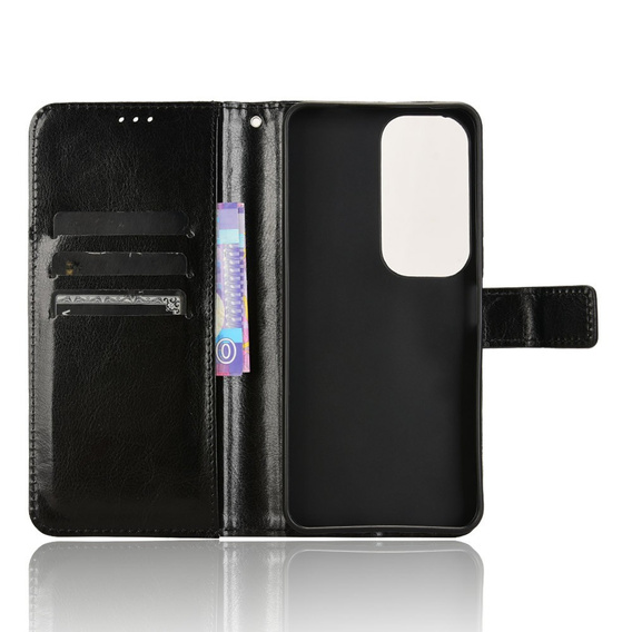 Flip case for Vivo Y19s, Crazy Horse Wallet, black