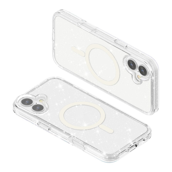 Case for iPhone 17, for MagSafe, glitter, transparent