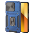 Armored Case for Xiaomi Redmi Note 13 5G, CamShield Slide, blue + Tempered Glass 9H