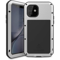 Love Mei Case for iPhone 11, armored with glass, silver