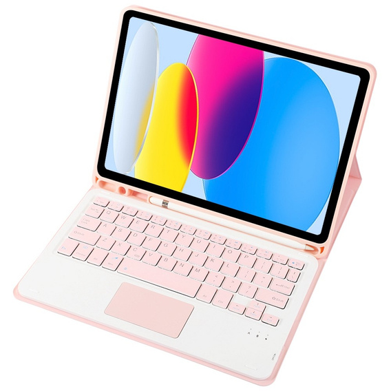 Case + keyboard iPad 10.9 2022 10 Gen, TouchPad Pen Slot, pink rose gold