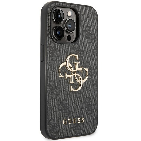 GUESS Case for iPhone 15 Pro Max, 4G Big Metal Logo, grey