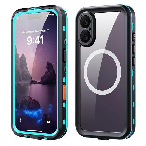 Case for iPhone 17, Waterproof IP68, SHELLBOX MagSafe, blue