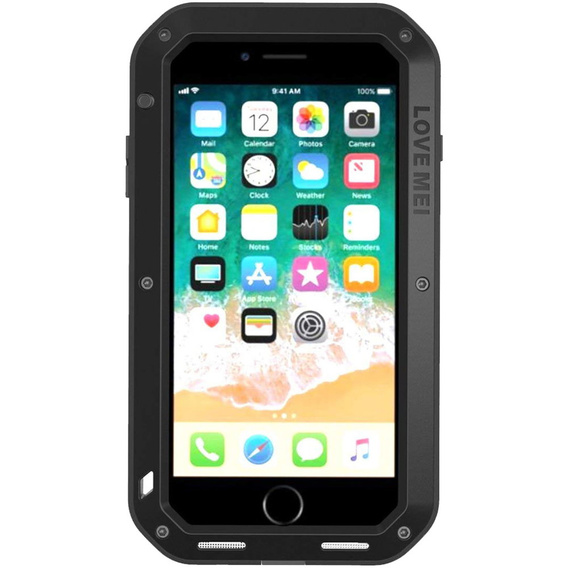 Love Mei Case for iPhone 8 Plus / 7 Plus, armored with glass, black