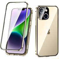 Case for iPhone 14, Magnetic Dual Glass, gold
