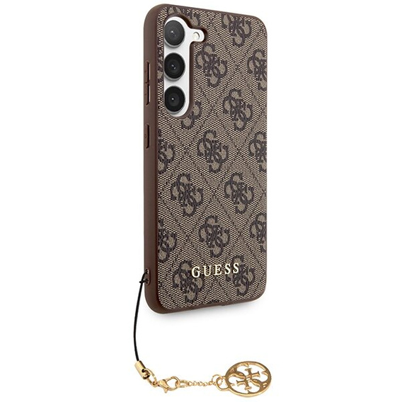GUESS Case for Samsung Galaxy A55, 4G Charms Collection Hardcase, brown