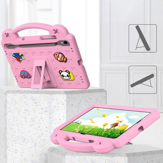 Children's case for Samsung Galaxy Tab S10 Lite / S10 FE / S9 FE, Cute Patterns, with stand, pink
