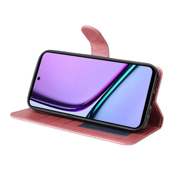 Flip case for Realme C67, Leather Wallet, pink rose gold