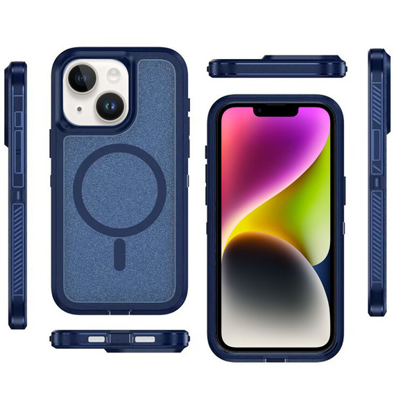 Case with frame for iPhone 13/14, for MagSafe, blue