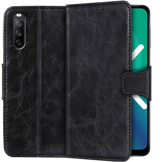 Flip case for Sony Xperia 10 III, Split Leather Wallet, black