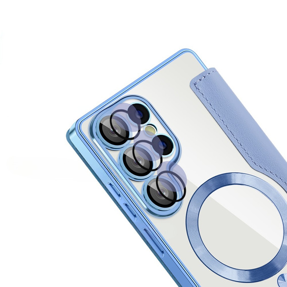 Flip case for Samsung Galaxy S25 Ultra, RFID Wallet MagSafe CamShield, blue