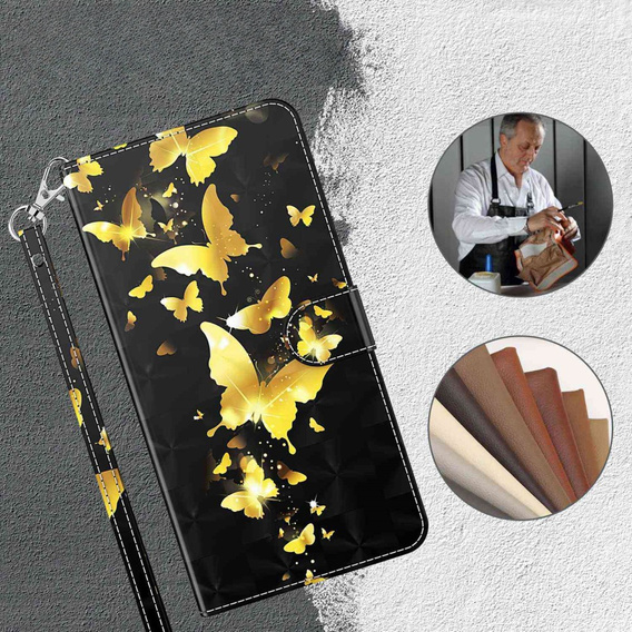 Flip case for Oppo A17, Wallet, Butterflies gold