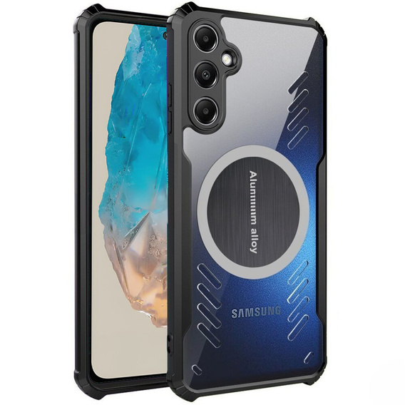 Case for Samsung Galaxy M35, with magnetic sheet, transparent / black